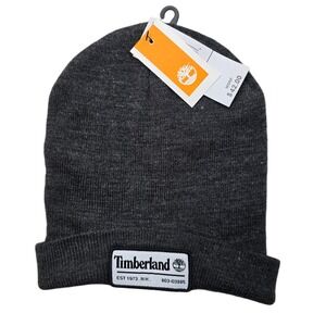 Timberland Ribbed Knit Beanie Men's OS Dark Gray NEW